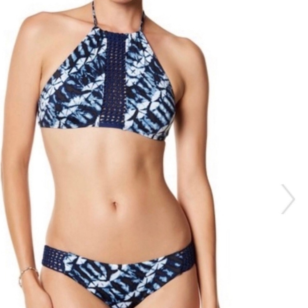 Dolce Vita High Neck Blue White Bikini Top Large